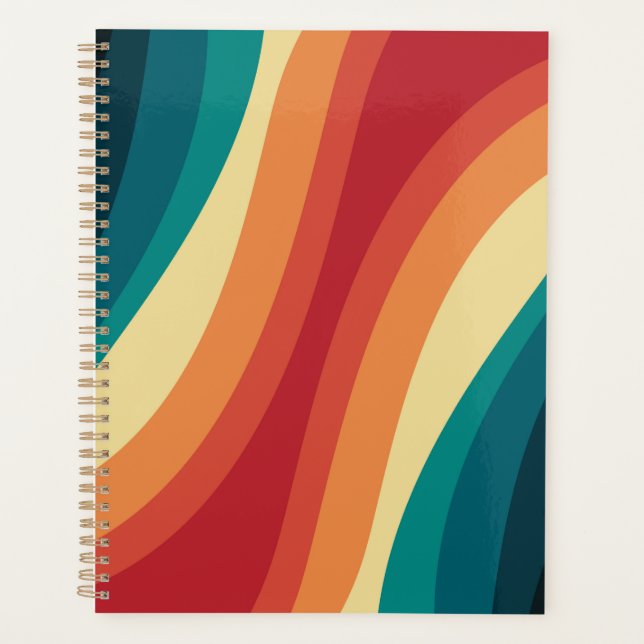 Agenda Diseño de ondas de estilo retro multicolor (Anverso)