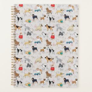 Agenda Diseño de patrón de perros pequeños blanco