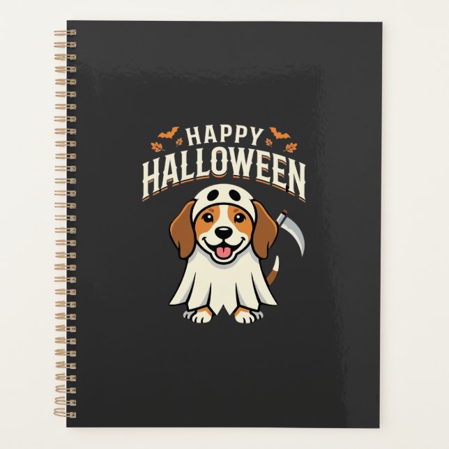 Agenda Diseño de perro Beagle Feliz Halloween_1 (Anverso)