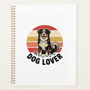 Agenda Diseño de puesta de sol de perro lindo grabado vin