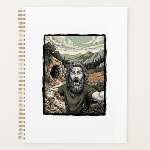Agenda Diseño de retrato con barba sorprendido grabado vi