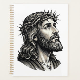 Agenda Diseño de retrato de corona de espinas de grabado