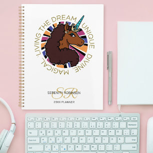 Agenda Diseño de Unicornio Afro Viviendo el Sueño