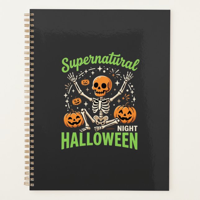 Agenda Diseño de vector de Halloween de esqueleto sobrena (Anverso)