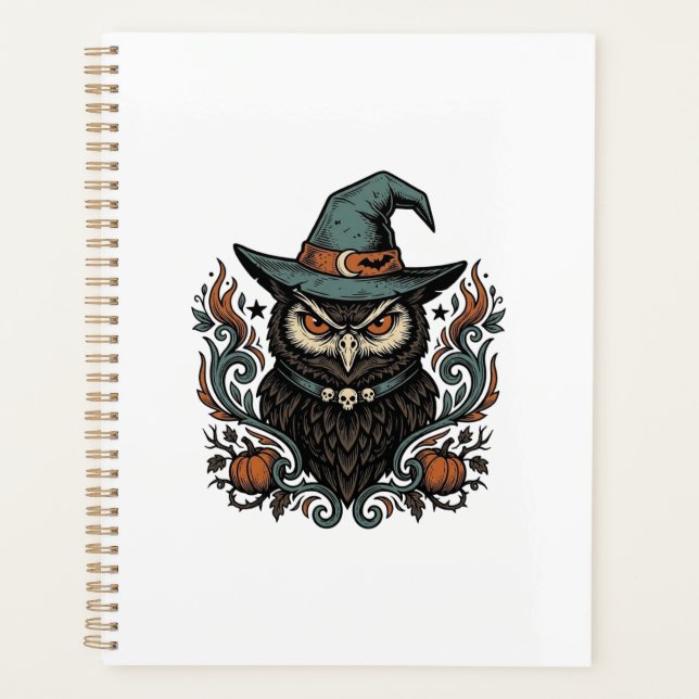 Agenda Diseño de vector de sombrero de bruja de búho de H (Anverso)