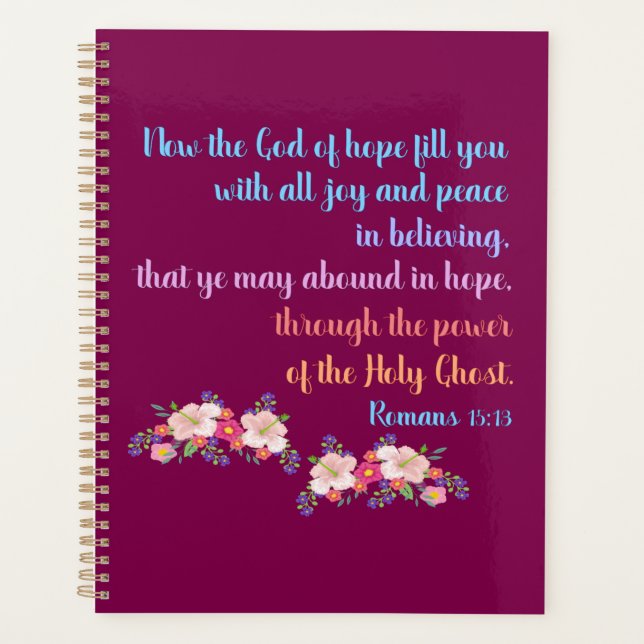 Agenda Diseño de versículo de la Biblia de Romanos 15 (Anverso)