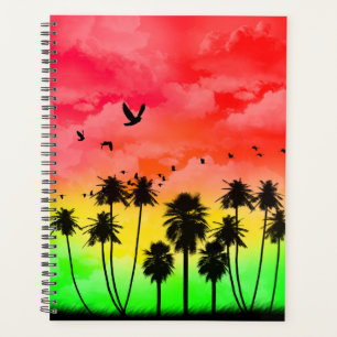 Agenda Diseño del atardecer del árbol de palmas - Plann