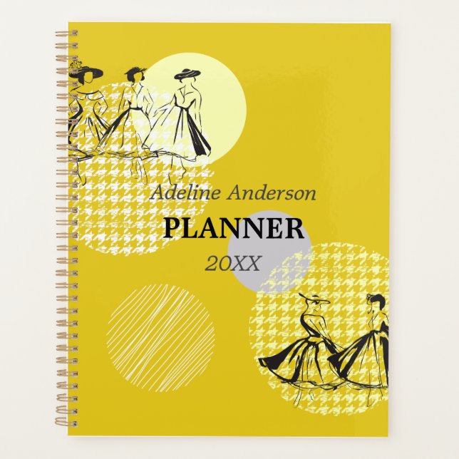 Agenda Diseño del modelo de moda París amarillo blanco vi (Anverso)