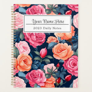 Agenda Diseño del patrón de Rosas de Naranja rosado rojo
