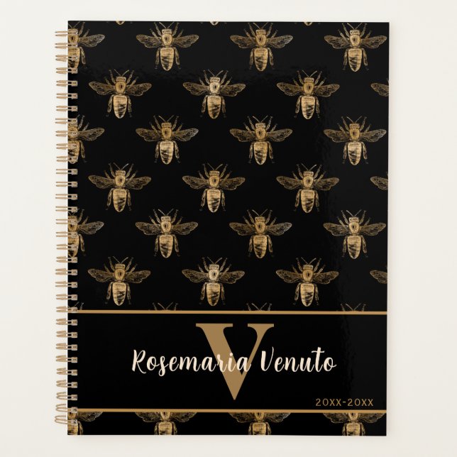Agenda Diseño del patrón oro negro de abeja reina (Anverso)