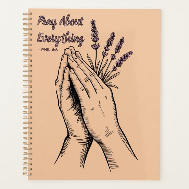 Agenda Diseño devocional Manos en oración - Lavanda (Anverso)