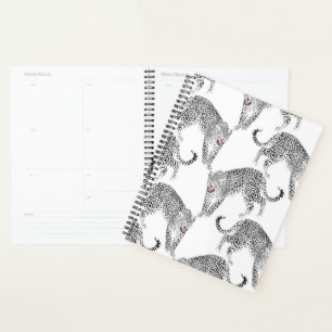 Agenda Diseño elegante de color blanco de leopardo negro