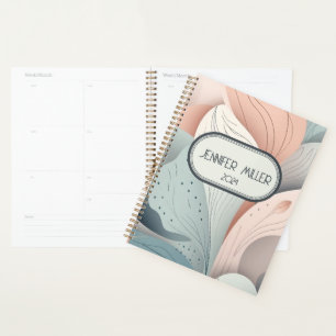 Agenda Diseño elegante y bonito de hojas pastel