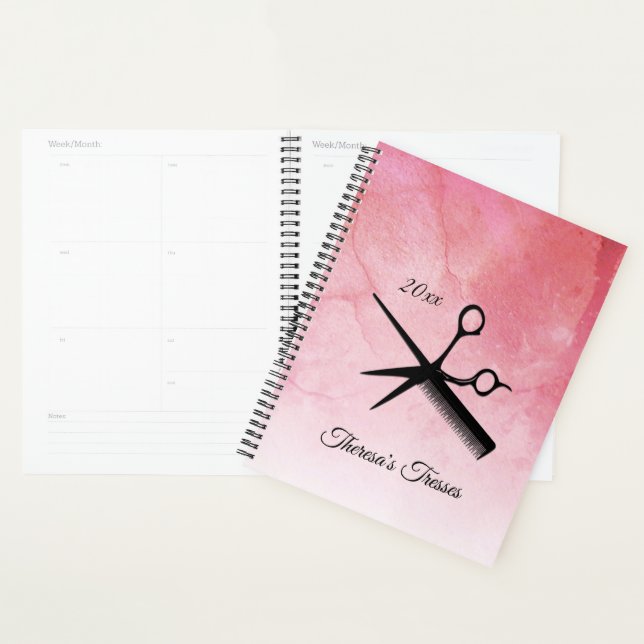Agenda Diseño estético Personalizado rosa texto y fecha (Demostración)