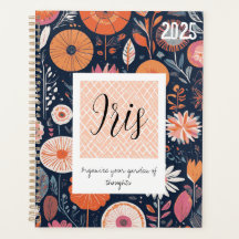 Diseño floral boho moderno en azul marino y meloco