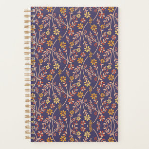 Agenda Diseño floral caprichoso con vides sobre fondo púr