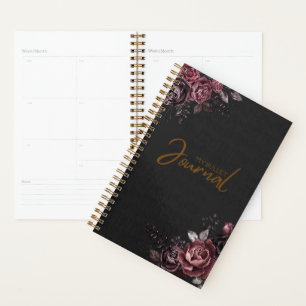 Agenda Diseño floral de rosa negra romántica oscura elega
