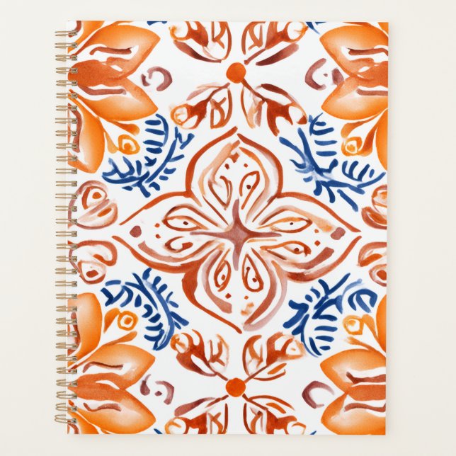 Agenda Diseño floral de Terracotta naranja (Anverso)