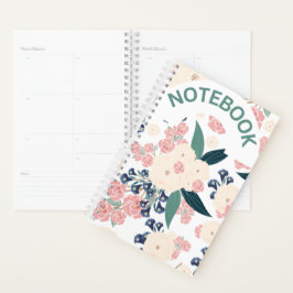 Agenda Diseño Floral Elegante – Azul Marino, Rosa y Beige