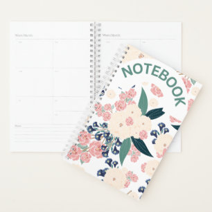 Agenda Diseño Floral Elegante – Azul Marino, Rosa y Beige