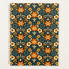 Agenda Diseño floral moderno de naranja y verde azulado