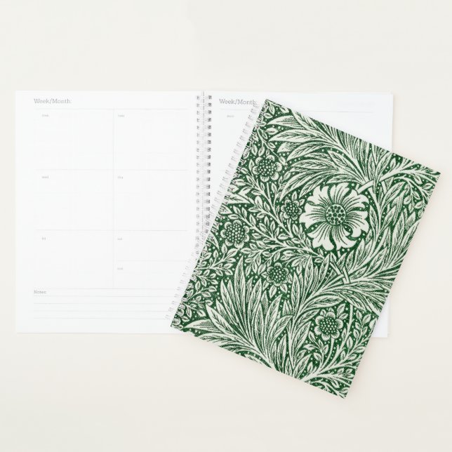 Agenda diseño floral verde caléndula de william morris (Demostración)