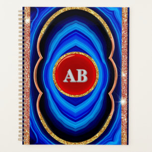 Agenda Diseño Geométrico Abstracto con Azul Rojo y Dorado