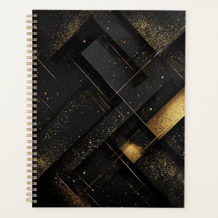 Agenda Diseño geométrico abstracto en negro y dorado