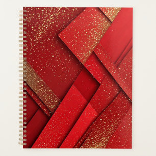 Agenda Diseño geométrico abstracto rojo y dorado
