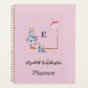 Agenda Diseño geométrico de flores y vegetación acuarela