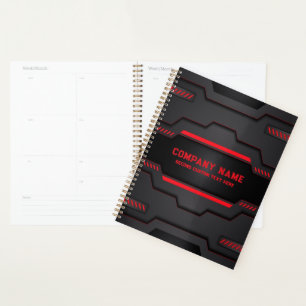 Agenda Diseño geométrico metálico negro y rojo