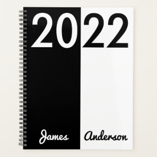 Agenda Diseño Minimalista moderno en blanco y negro 2022