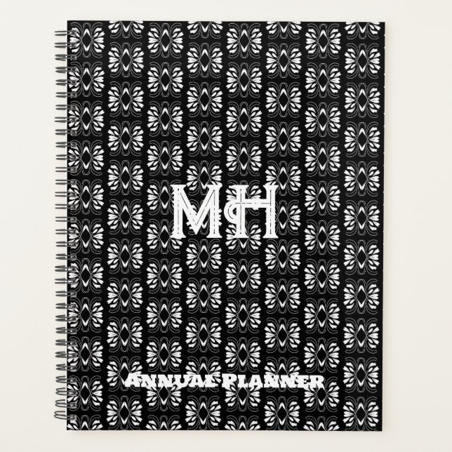 Agenda Diseño moderno escandinavo negro y blanco personal (Anverso)
