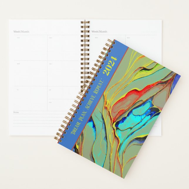 AGENDA DISEÑO MOTIVATIVO DE COLOR DE AGUA RETRO (Demostración)