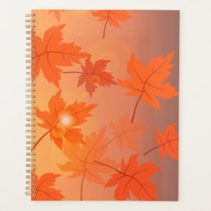Agenda Diseño otoñal con hojas de arce y efecto bokeh