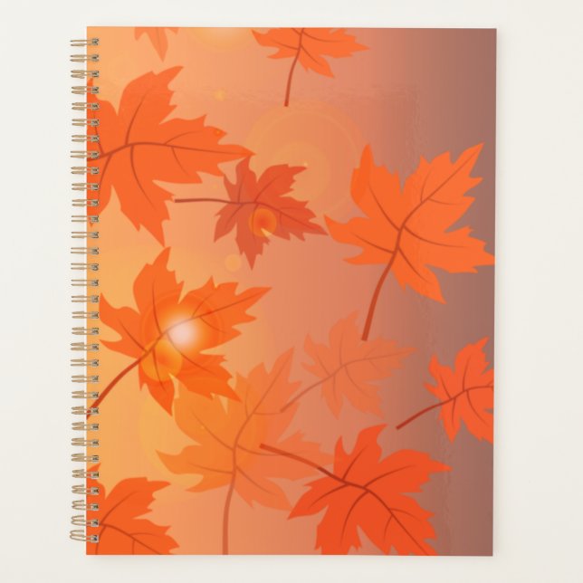 Agenda Diseño otoñal con hojas de arce y efecto bokeh (Anverso)