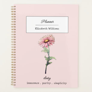 Agenda Diseño personalizado de margarita rosa de la flor 