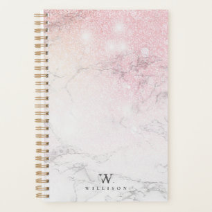 Agenda Diseño Purpurina de mármol de lujo personalizado