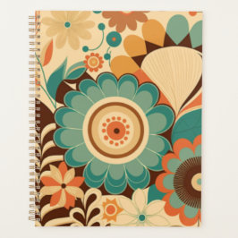 Agenda Diseño retro vintage de color marrón floral beizan