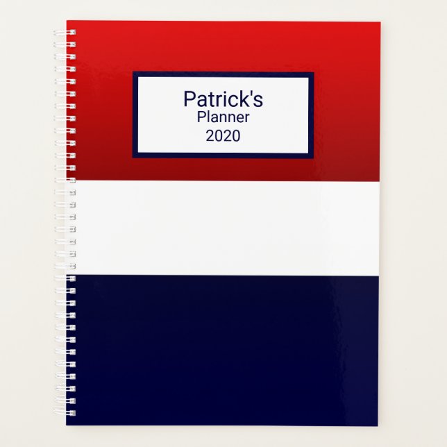 Agenda Diseño rojo blanco y azul (Anverso)