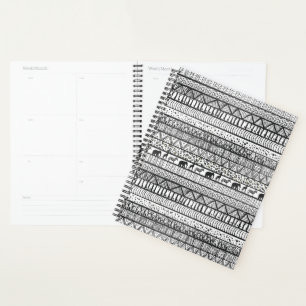 Agenda Diseño trendy del patrón africano de la tribu blan