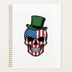 Agenda diseño vectorial de bandera de cráneo de trébol vi