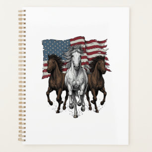 Agenda Diseño vectorial de caballos corriendo patrióticos