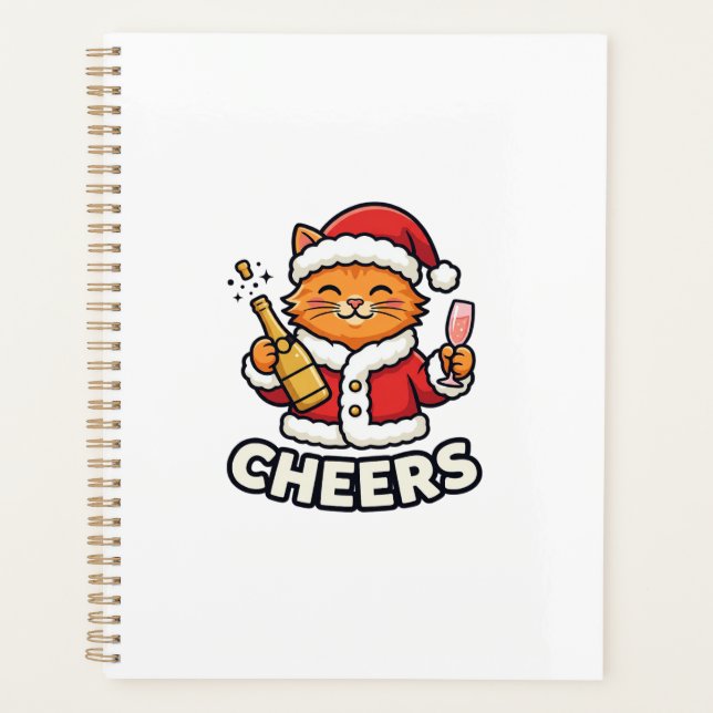 Agenda Diseño Vectorial de Gato de Navidad Feliz (Anverso)