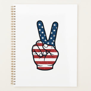 Agenda Diseño vectorial de mano con signo de paz patrióti