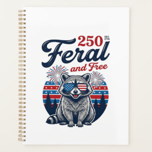 Agenda Diseño vectorial patriótico de mapache libre y sal