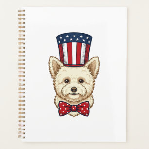 Agenda Diseño vectorial vintage de perro patriótico con s