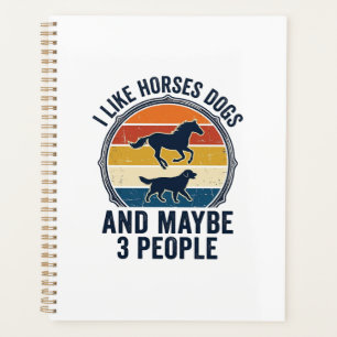 Agenda Diseño Vintage Atardecer Amante de Caballo y Perro