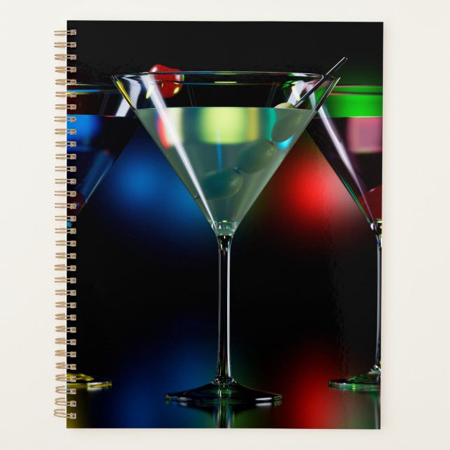 Agenda Distintos cócteles en gafas de martini con luces (Anverso)