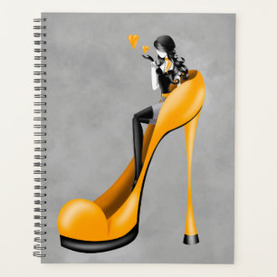 Agenda Diva de la moda en tacón de aguja amarillo